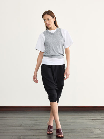 NyDkyel Two Sided Ribbed Crop Tee with Reverse Wear Design
