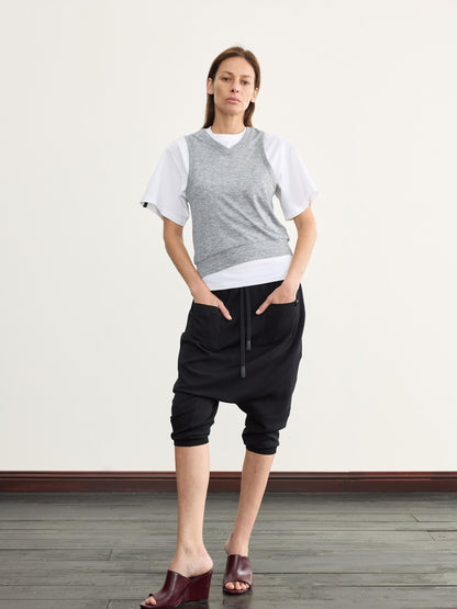 NyDkyel Two Sided Ribbed Crop Tee with Reverse Wear Design