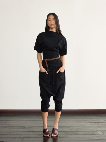 NyDkyel Two Sided Ribbed Crop Tee with Reverse Wear Design