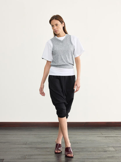 NyDkyel Two Sided Ribbed Crop Tee with Reverse Wear Design