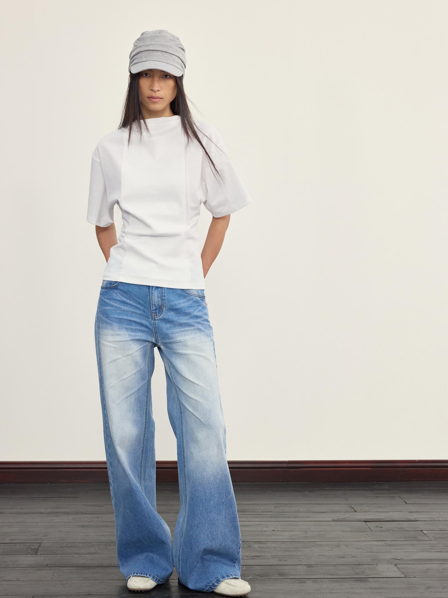 NyDkyel Two Sided Ribbed Crop Tee with Reverse Wear Design