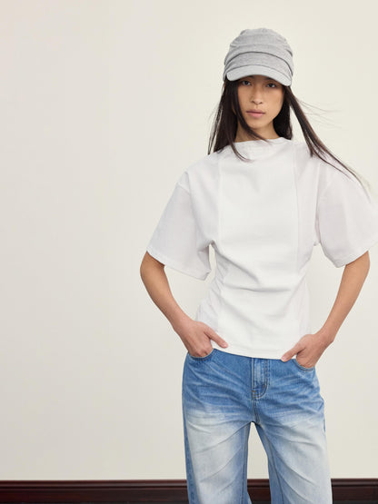 NyDkyel Two Sided Ribbed Crop Tee with Reverse Wear Design