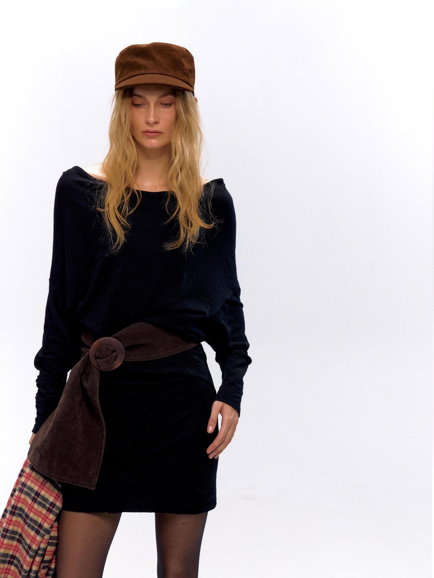 NyDkyel Two Sided Wool Acetate T-shirt Dress