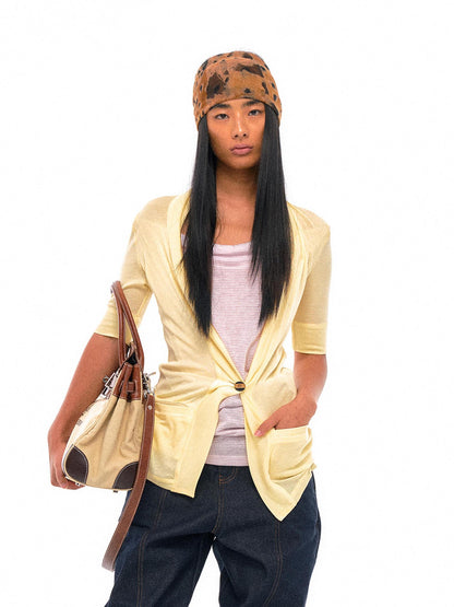 NyDkyel Two Tone Draped Collar Knit Cardigan Dress