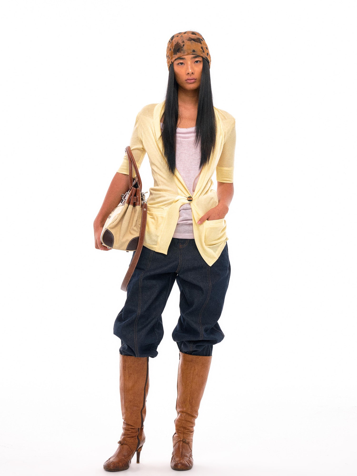 NyDkyel Two Tone Draped Collar Knit Cardigan Dress
