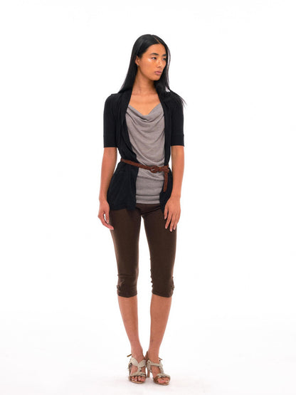 NyDkyel Two Tone Draped Collar Knit Cardigan Dress