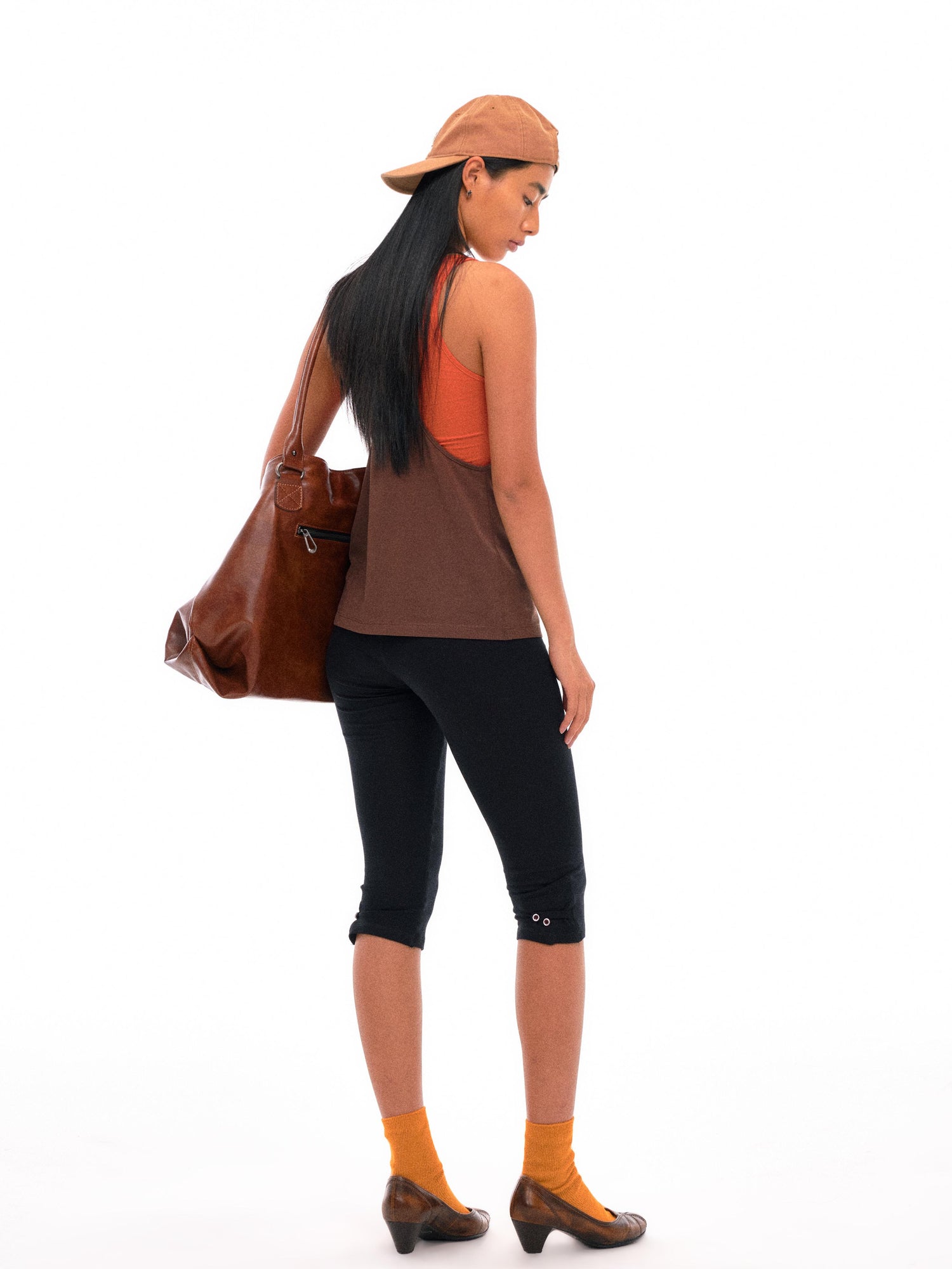 NyDkyel Two Tone U Neck Layered Top With Back Twist Detail