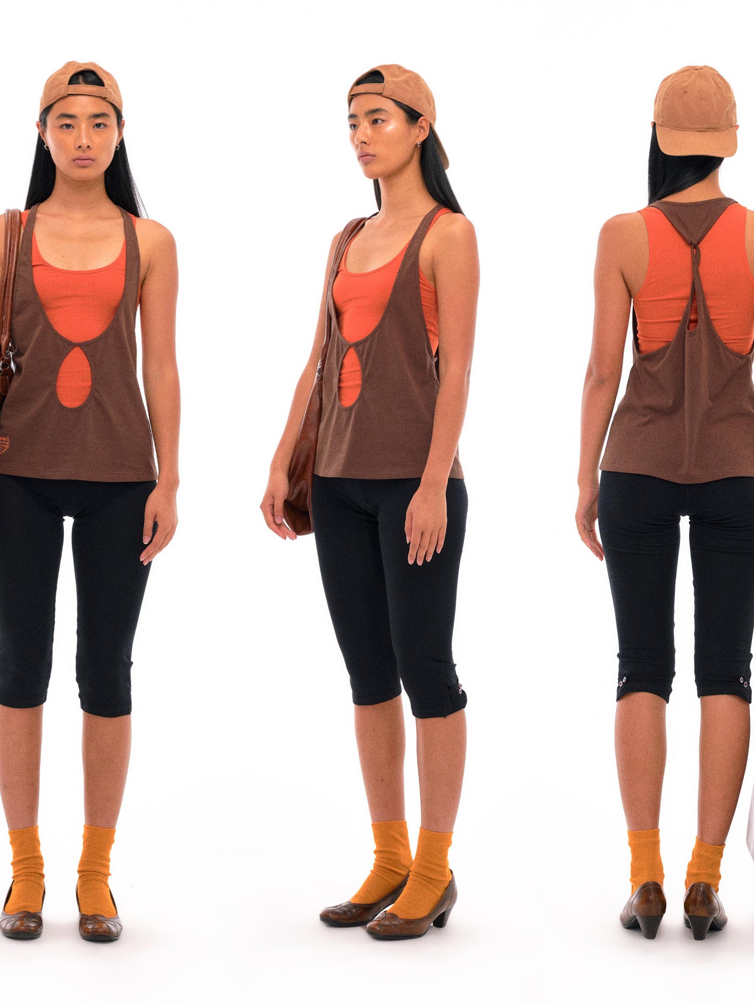 NyDkyel Two Tone U Neck Layered Top With Back Twist Detail