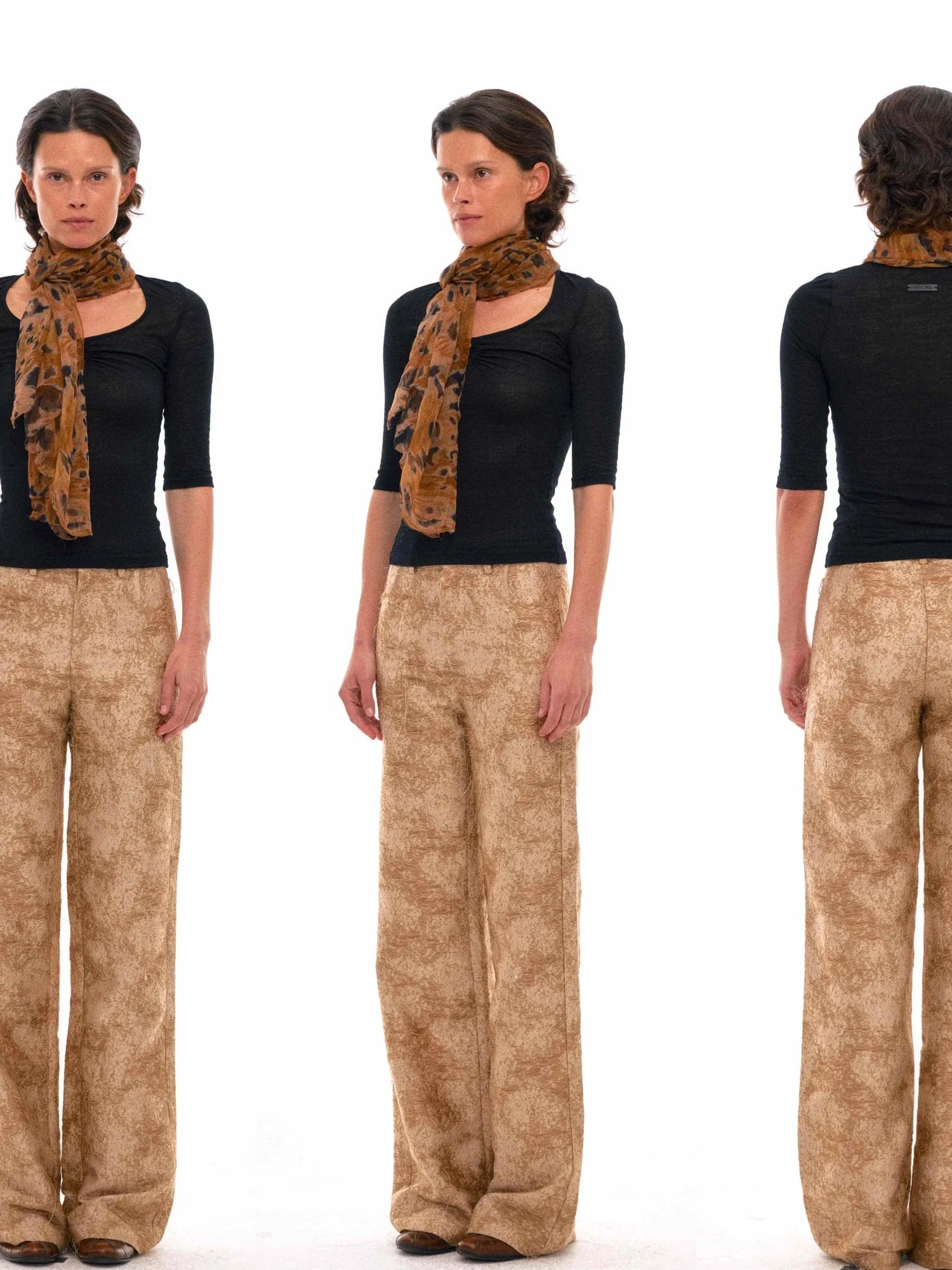 Ultrafine Merino Wool Knit Top with U Neck and Ruffle Detail