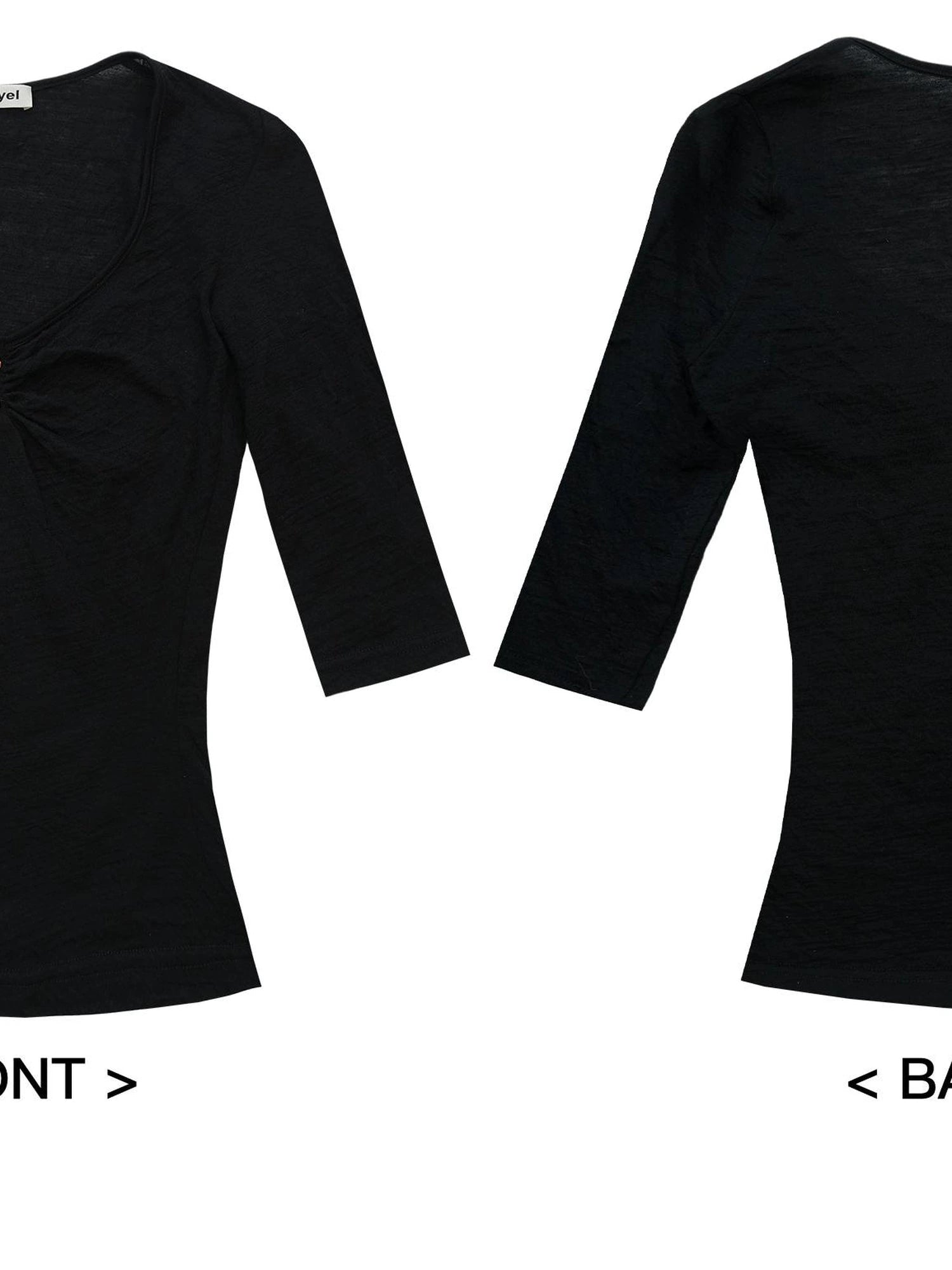Ultrafine Merino Wool Knit Top with U Neck and Ruffle Detail