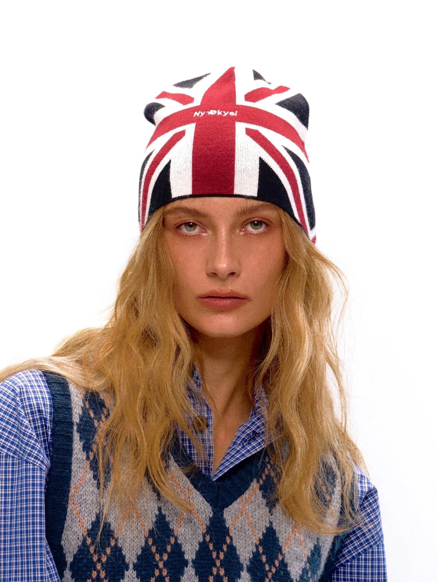 Union Jack Embroidered Knit Beanie