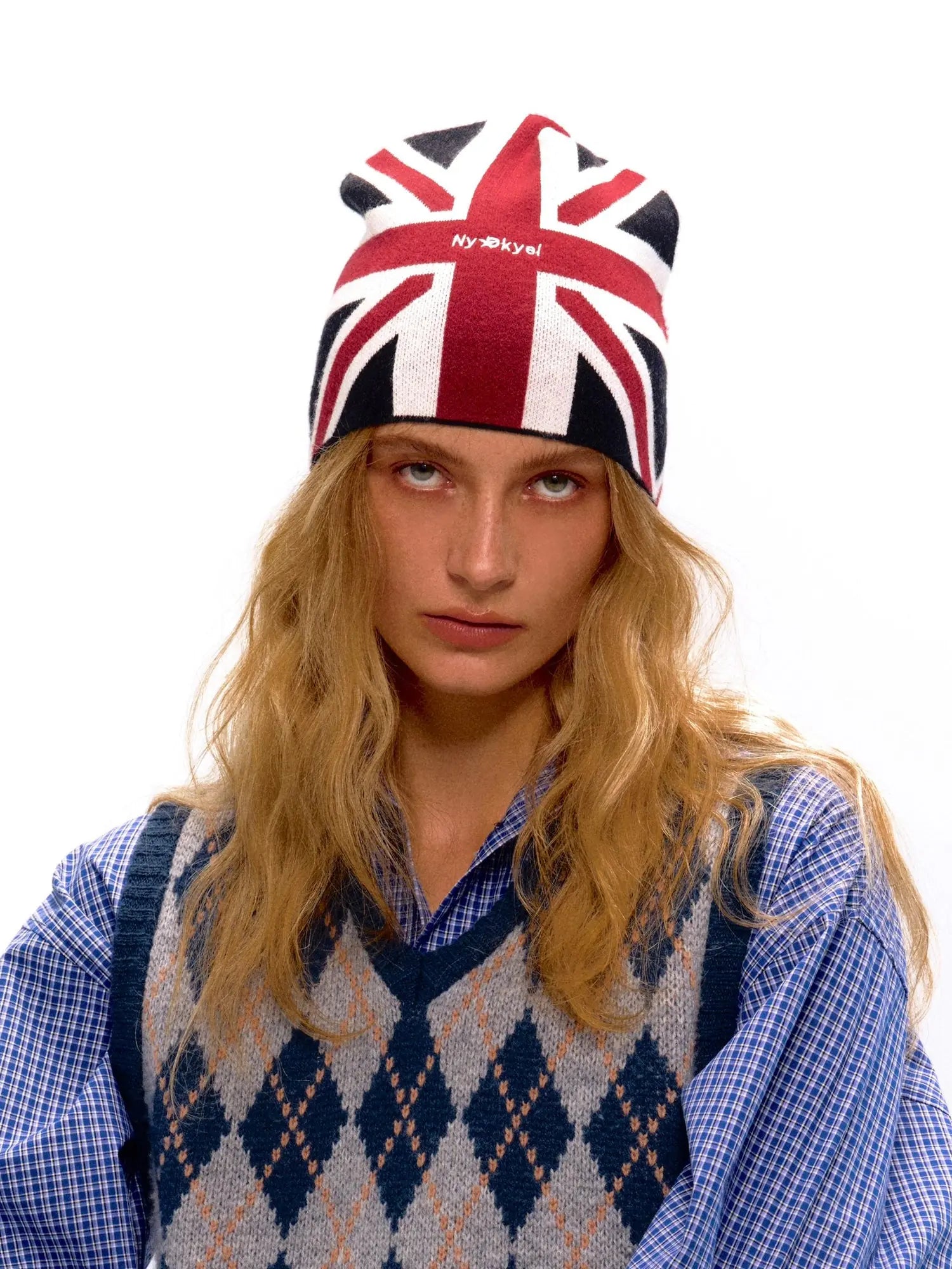 Union Jack Embroidered Knit Beanie