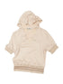 V-Neck Hooded Ribbed Waist Crop Tee