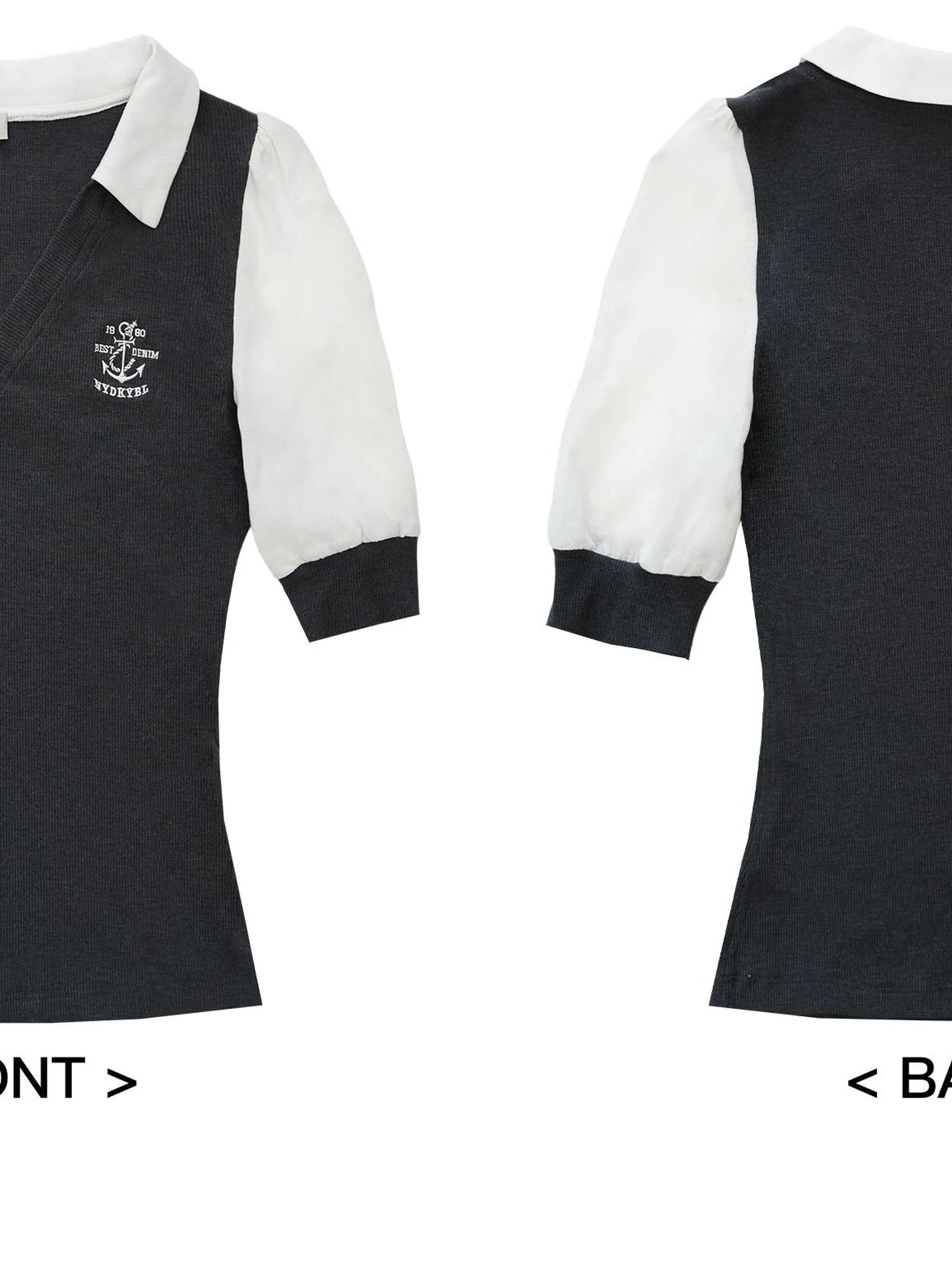 V-Neck Knit Polo With Anchor Embroidery