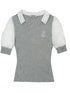 V-Neck Knit Polo With Anchor Embroidery