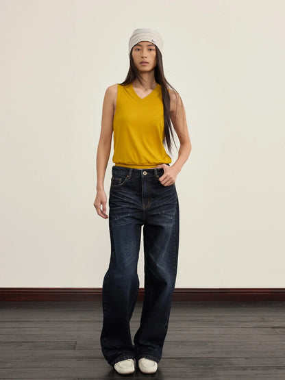 V-Neck Knit Vest For Layering Or Solo Wear