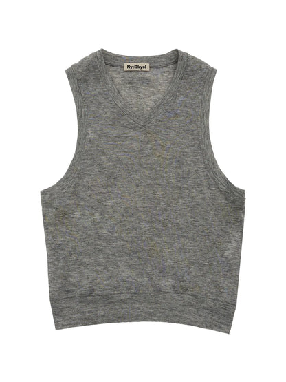 V-Neck Knit Vest For Layering Or Solo Wear