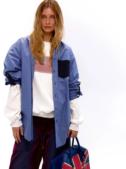 Vintage Blue Plaid Oversized Unisex Shirt