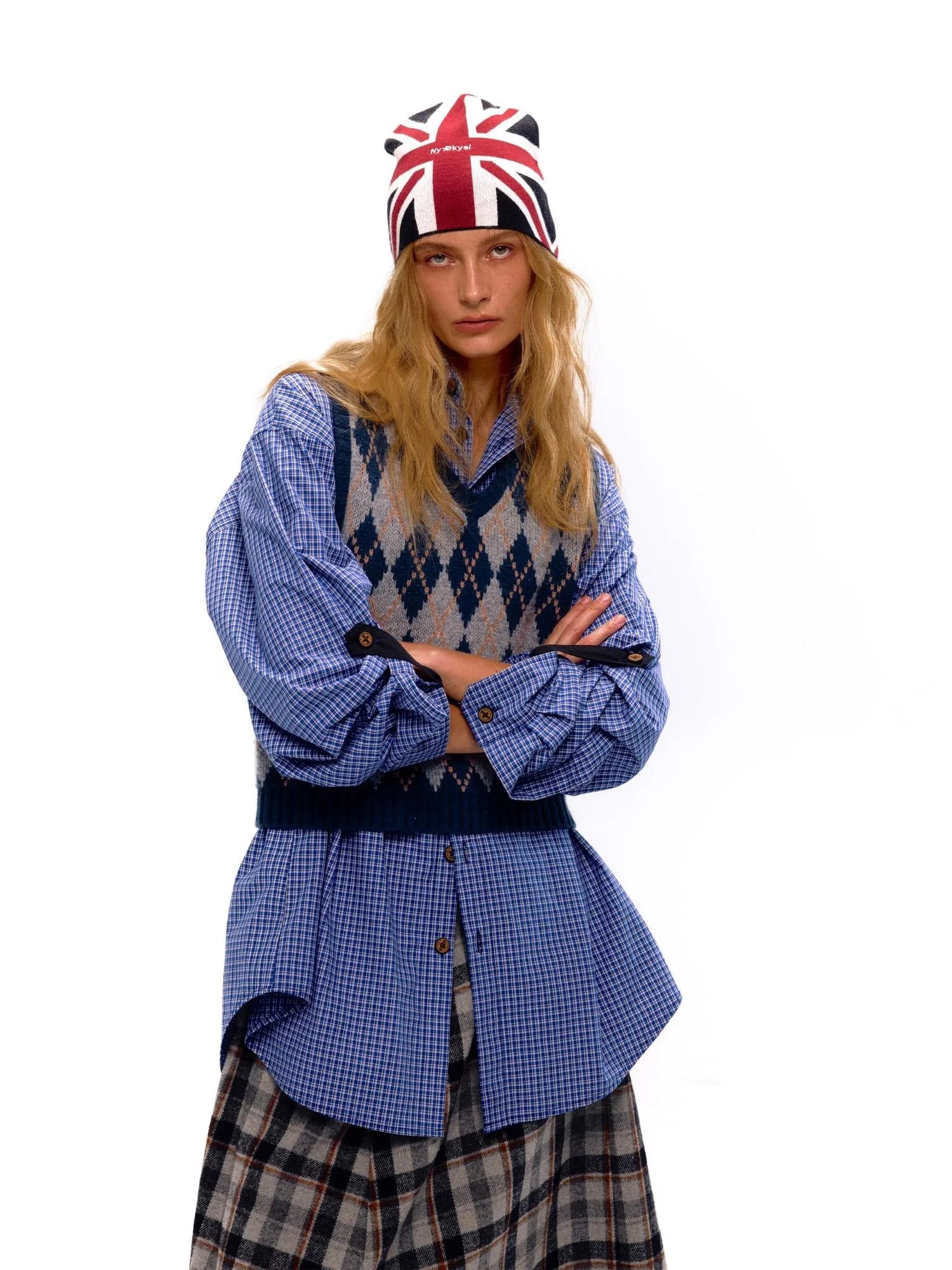 Vintage Blue Plaid Oversized Unisex Shirt