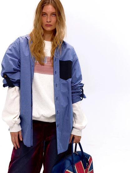 Vintage Blue Plaid Oversized Unisex Shirt