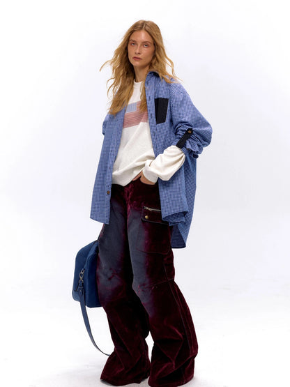 Vintage Blue Plaid Oversized Unisex Shirt