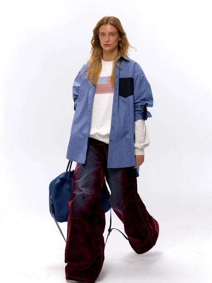 Vintage Blue Plaid Oversized Unisex Shirt