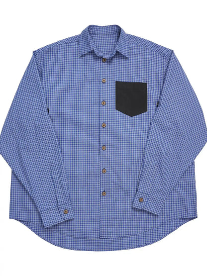 Vintage Blue Plaid Oversized Unisex Shirt