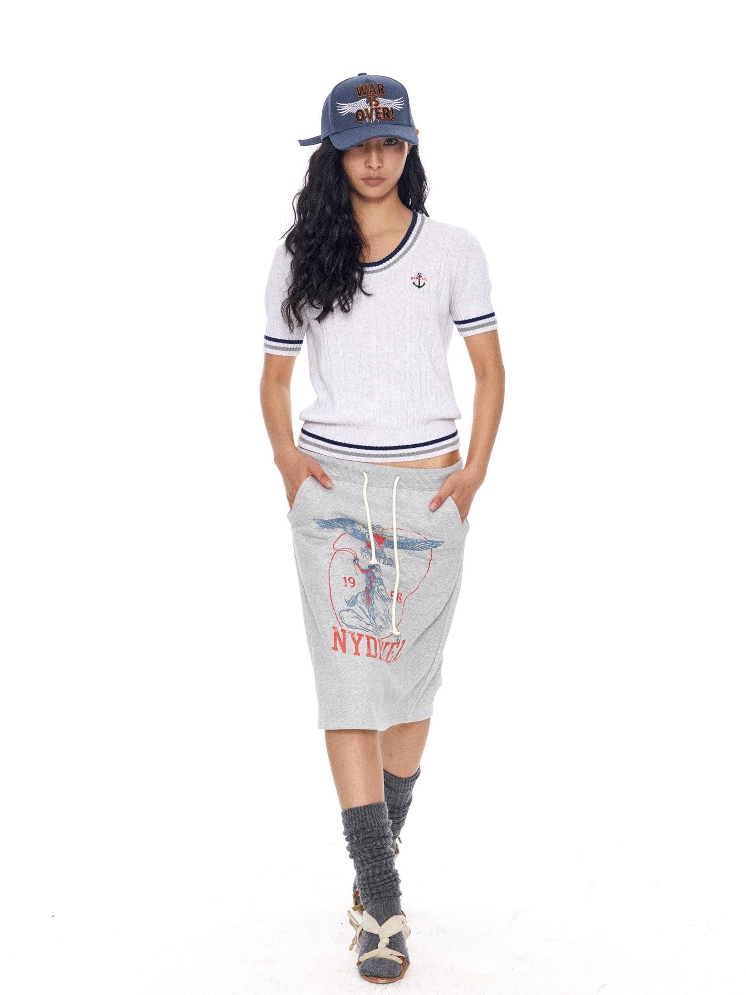 NyDkyel Vintage British Badge Knight Print Drawstring H Line Women&