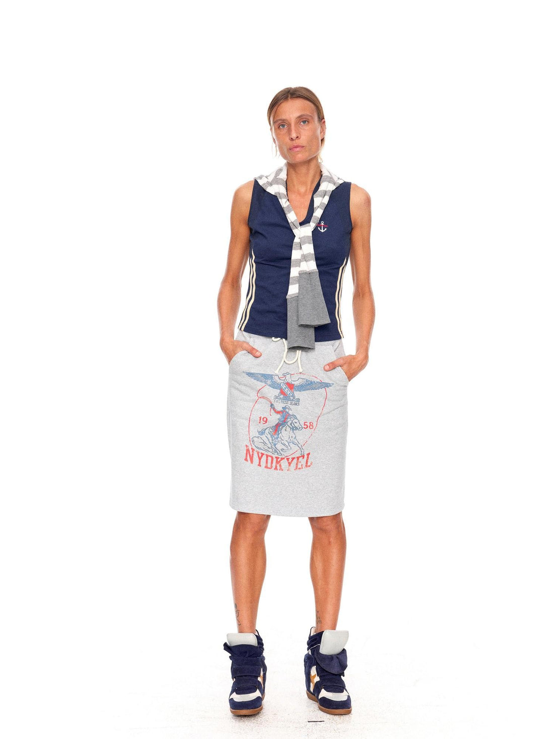 NyDkyel Vintage British Badge Knight Print Drawstring H Line Women&