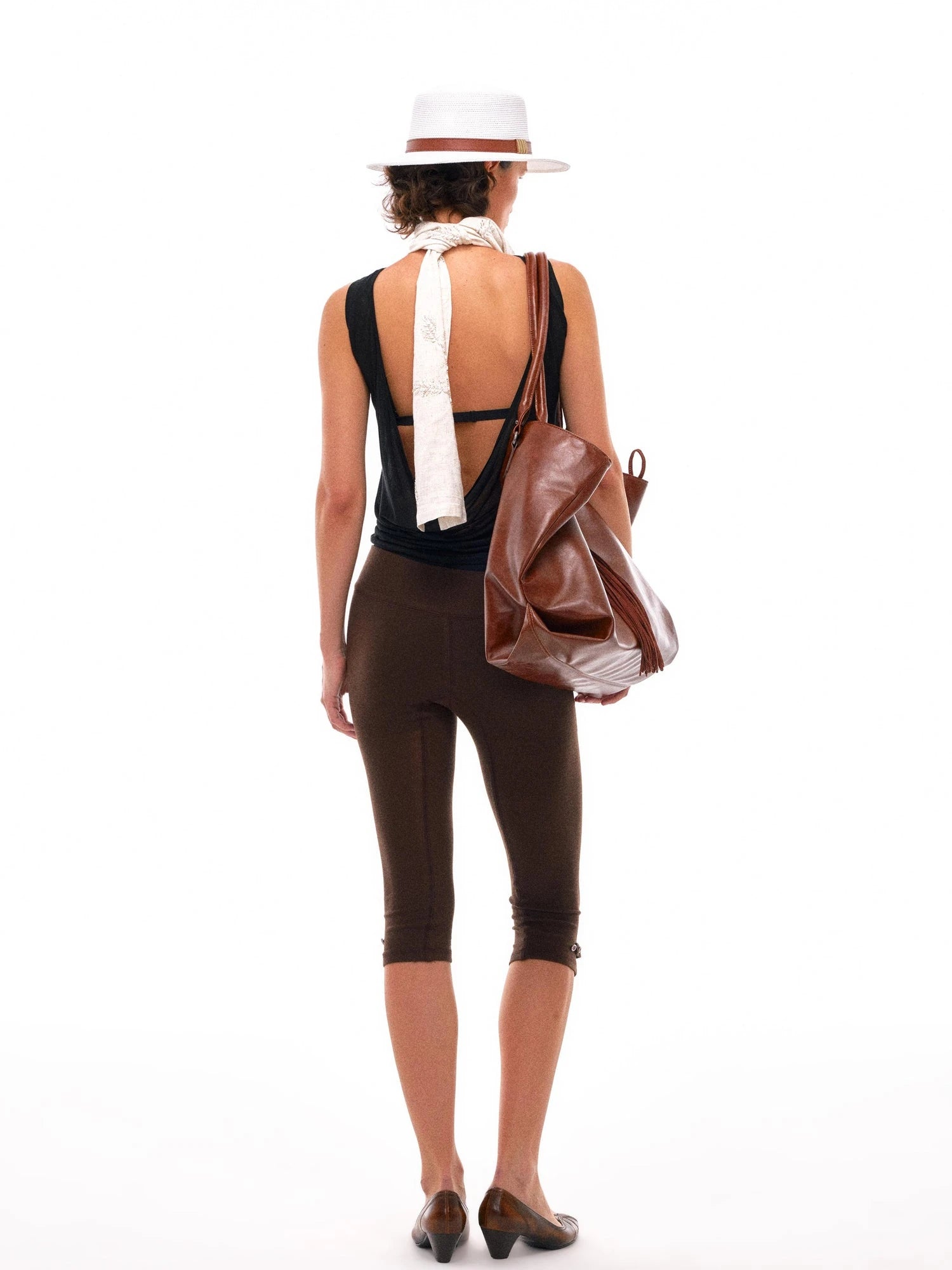 Vintage Brown Tote Bag With Adjustable Twist Lock And Fringe