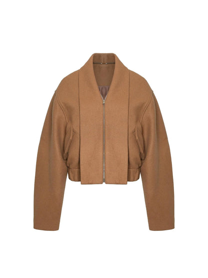 Vintage Brown Wool Blend Felted Notch Lapel Jacket