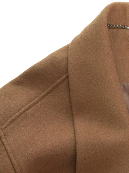 Vintage Brown Wool Blend Felted Notch Lapel Jacket