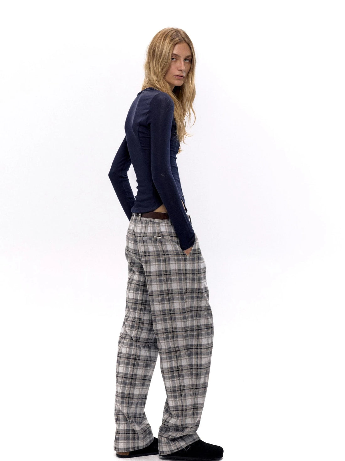 Vintage Checkered Tweed Relaxed Fit Trousers