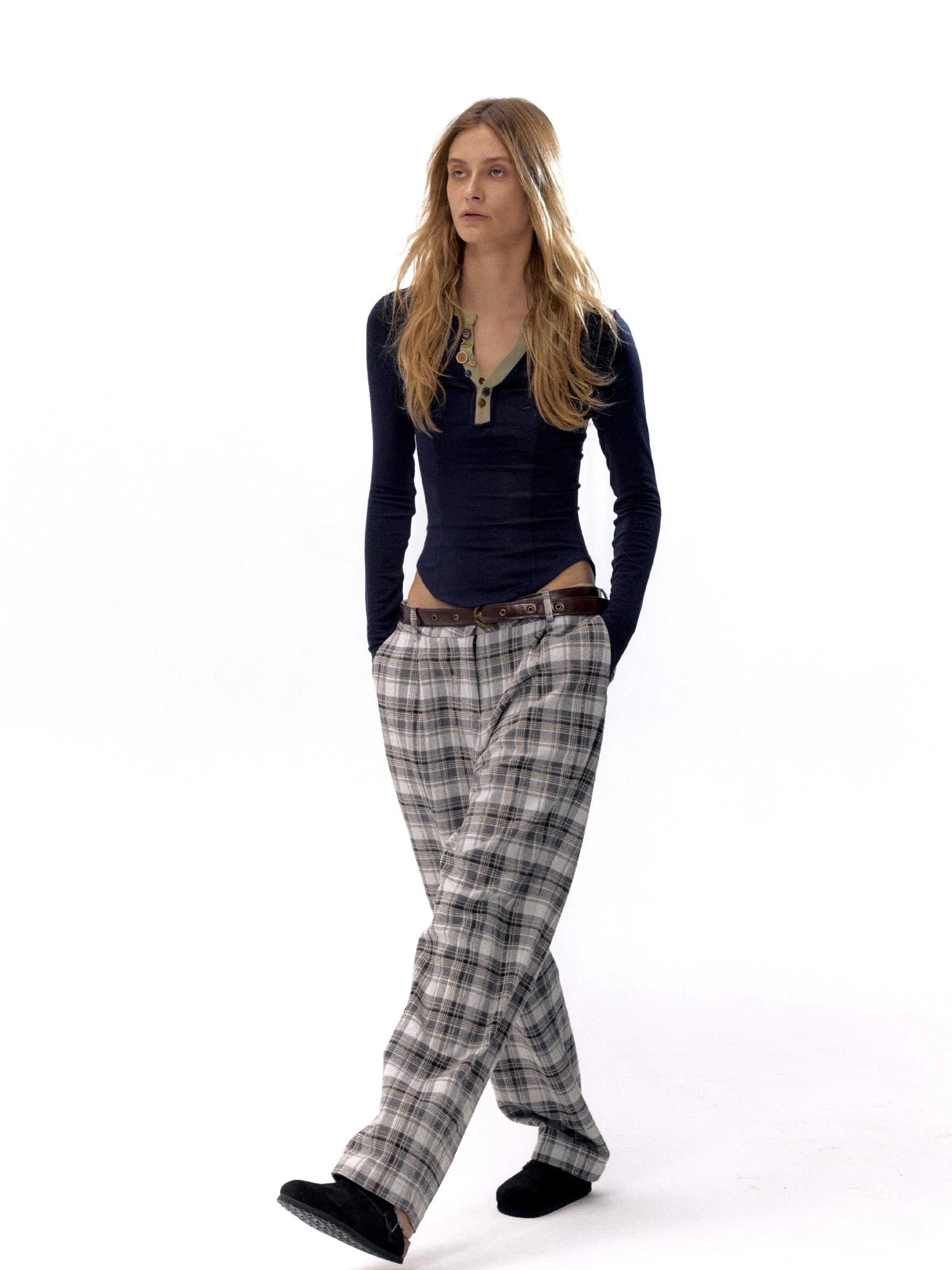 Vintage Checkered Tweed Relaxed Fit Trousers