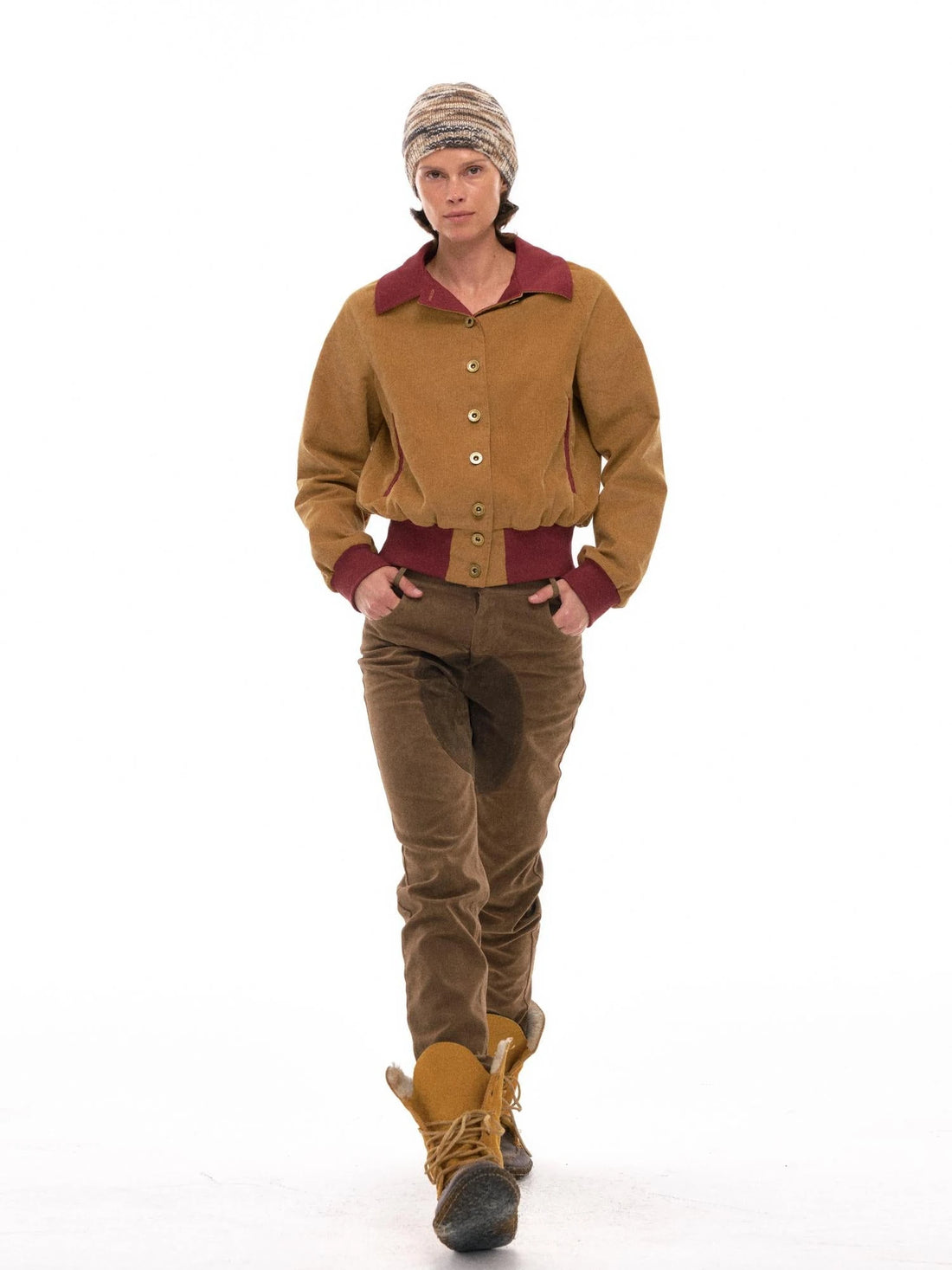 Vintage Corduroy Cropped Jacket With Brass Buttons