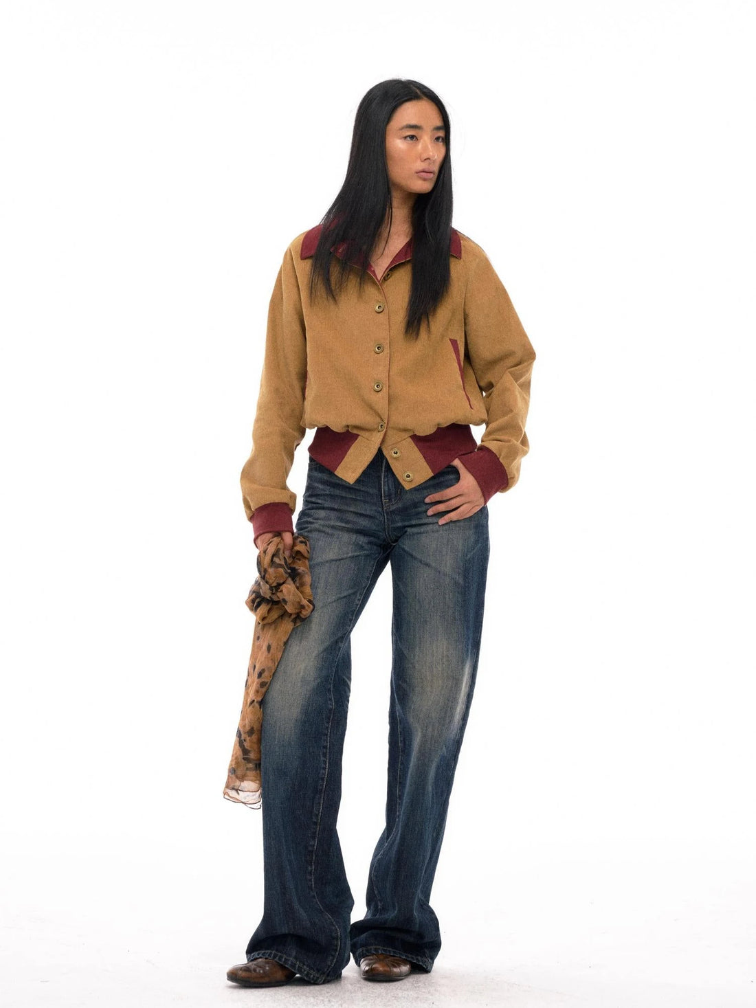 Vintage Corduroy Cropped Jacket With Brass Buttons