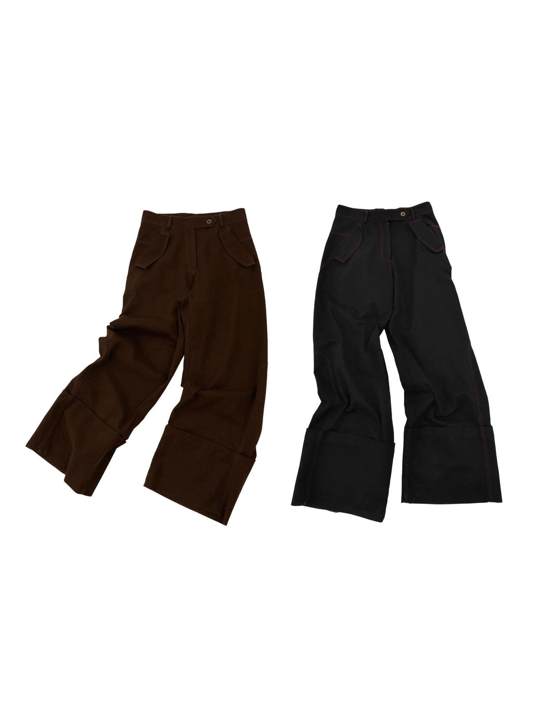 Vintage Cuff Wide Leg Tencel Cargo Pants