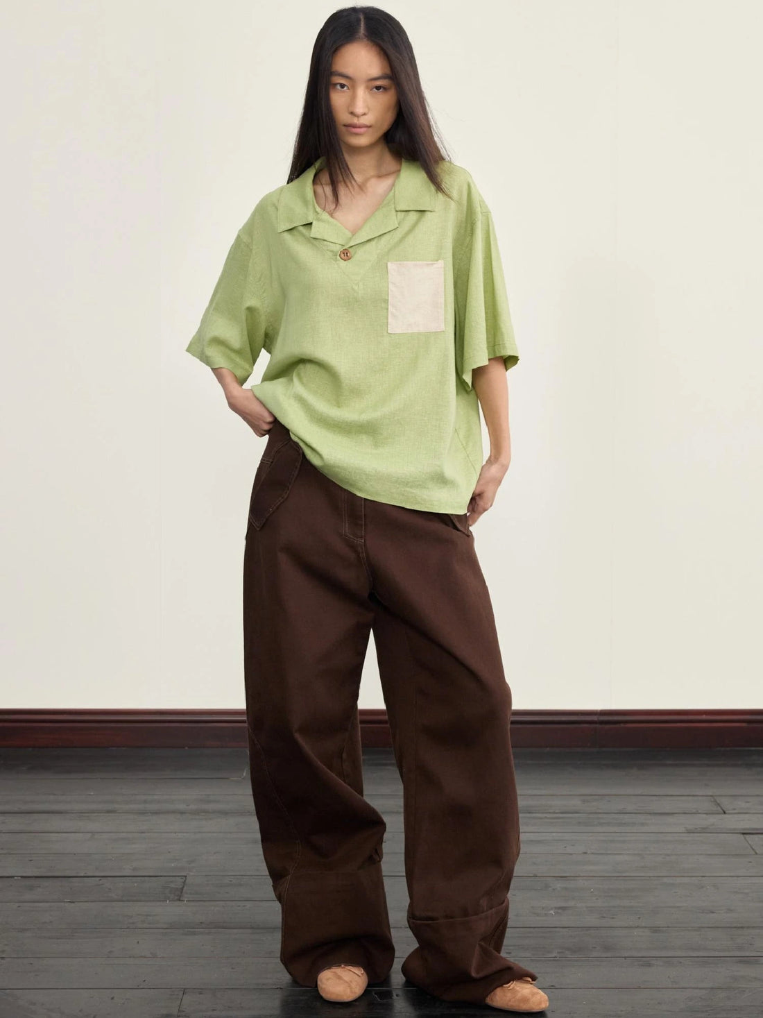 Vintage Cuff Wide Leg Tencel Cargo Pants