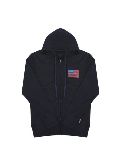 NyDkyel Vintage Denim Blue Hoodie With Retro Print
