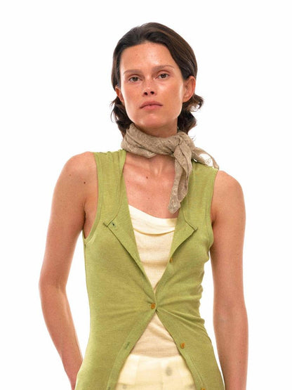 NyDkyel Vintage Embroidery Hand Dyed Square Scarf