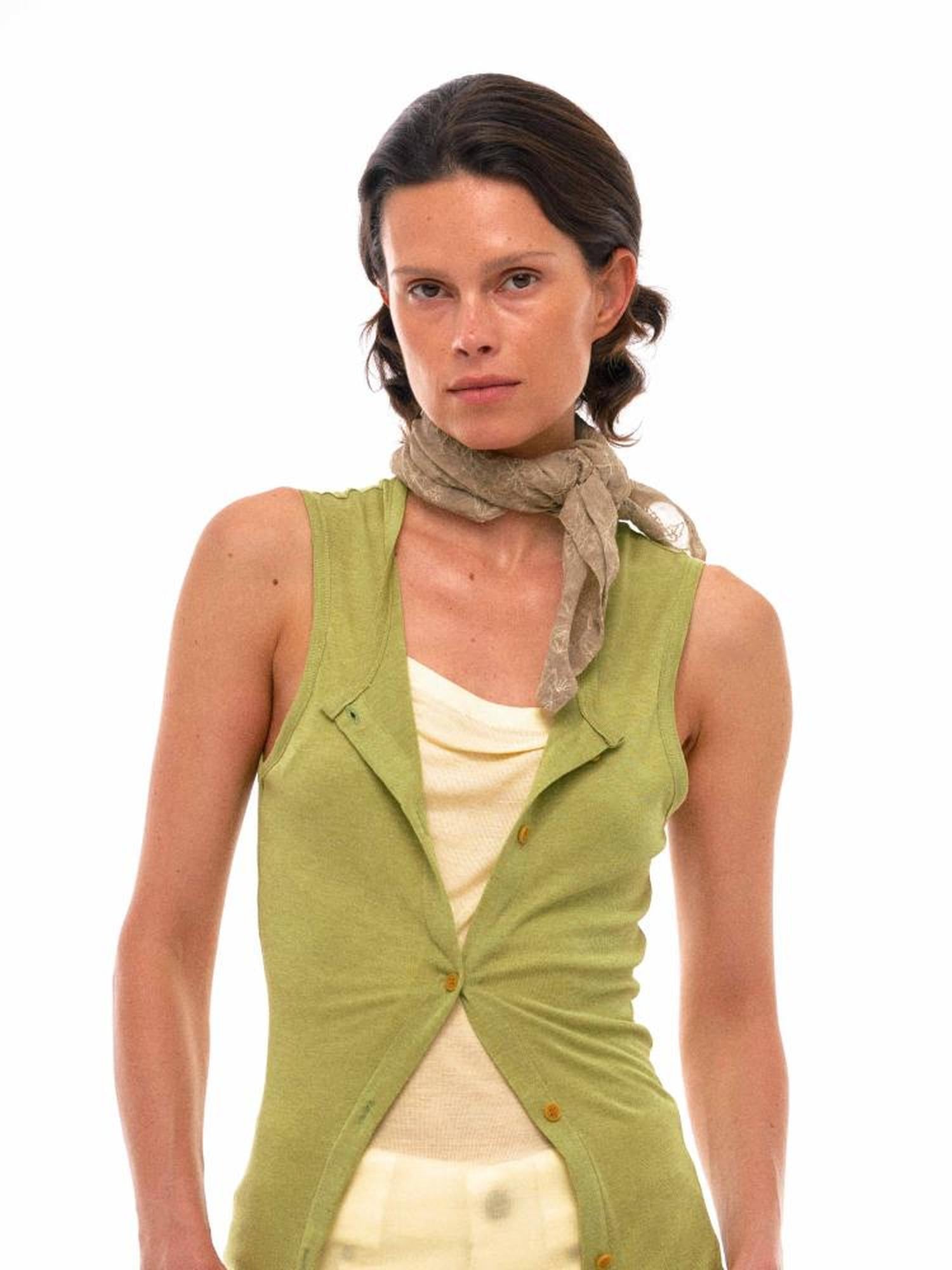 NyDkyel Vintage Embroidery Hand Dyed Square Scarf