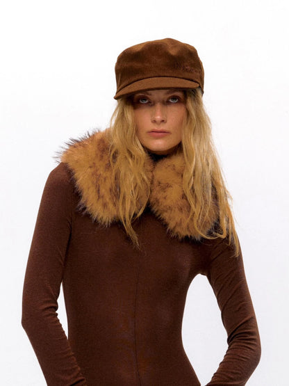 Vintage Faux Fur Collar Wrap Retro Brown Army Green