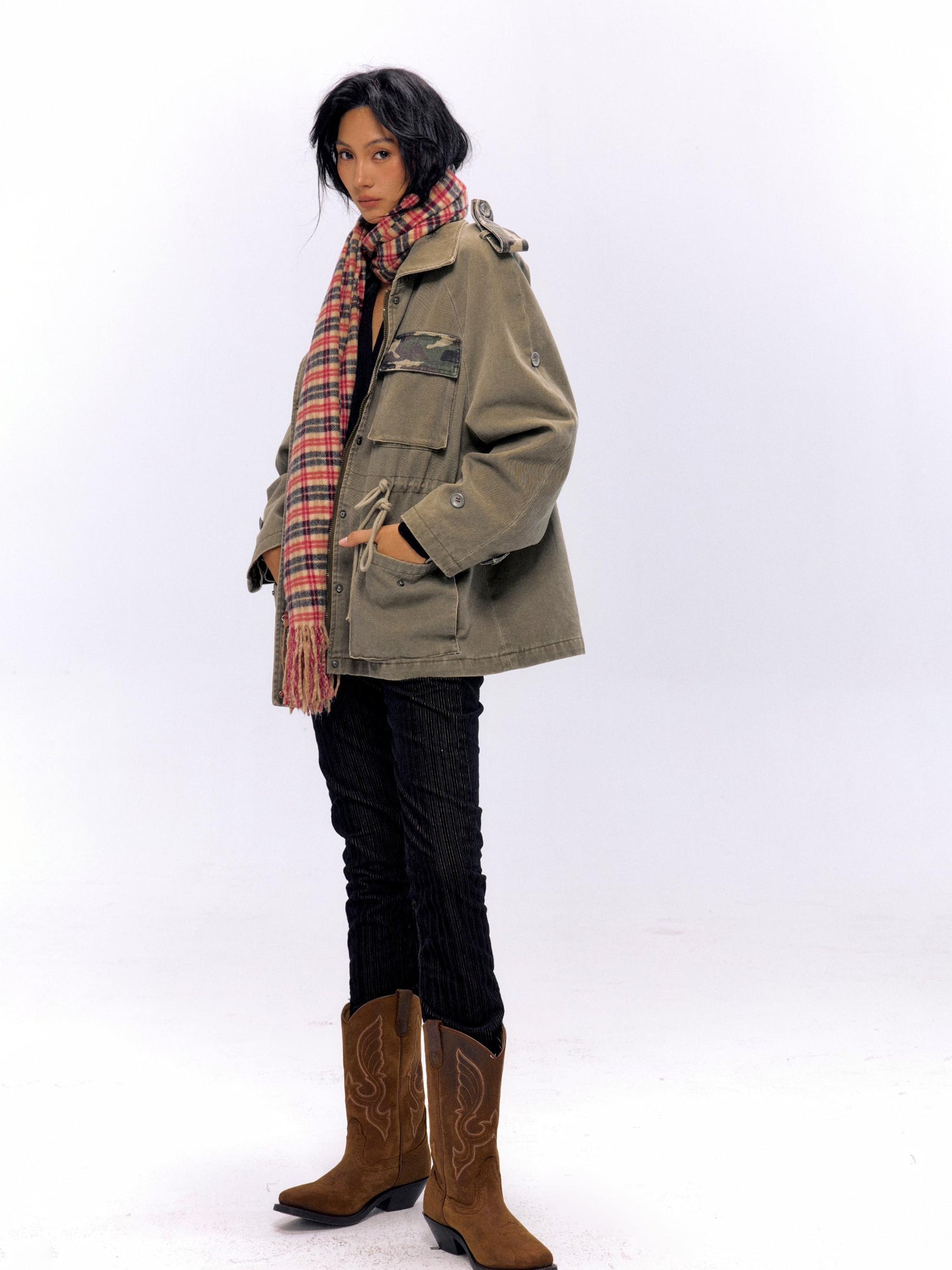 NyDkyel Vintage Flocked Denim Flare Trousers