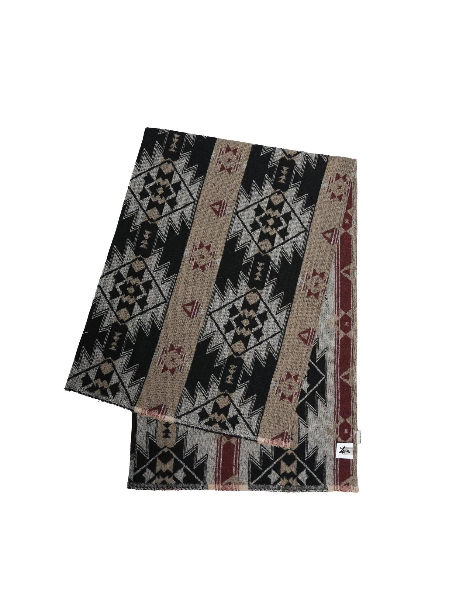 Vintage Jacquard Knit Scarf In Gray Brown