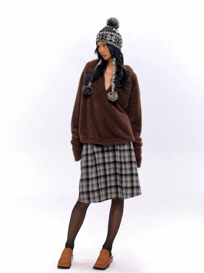 Vintage Mohair Polo Neck Long Hair Sweater