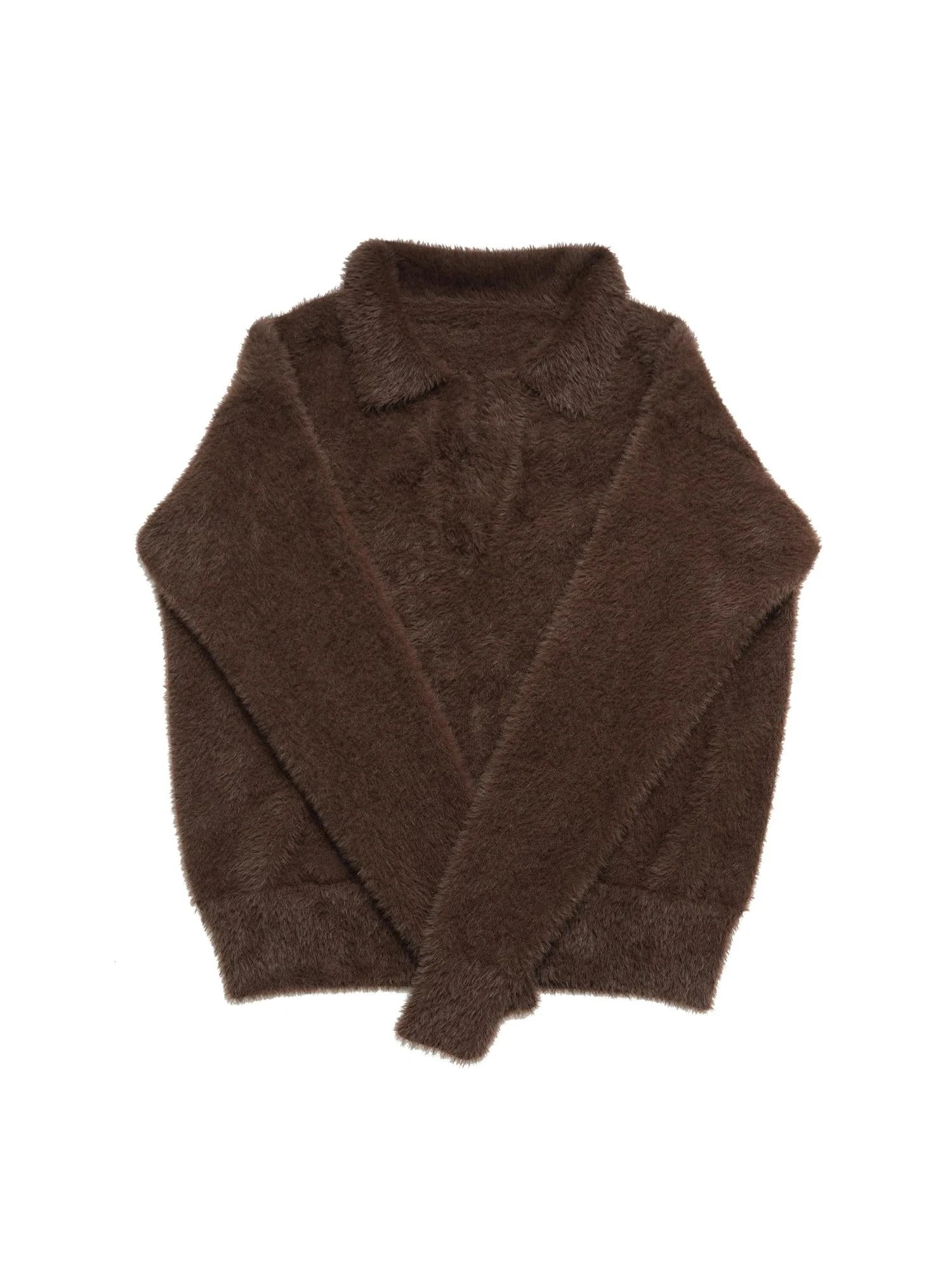 Vintage Mohair Polo Neck Long Hair Sweater