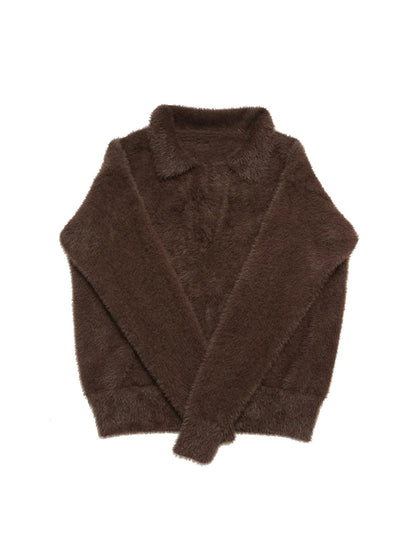 Vintage Mohair Polo Neck Long Hair Sweater