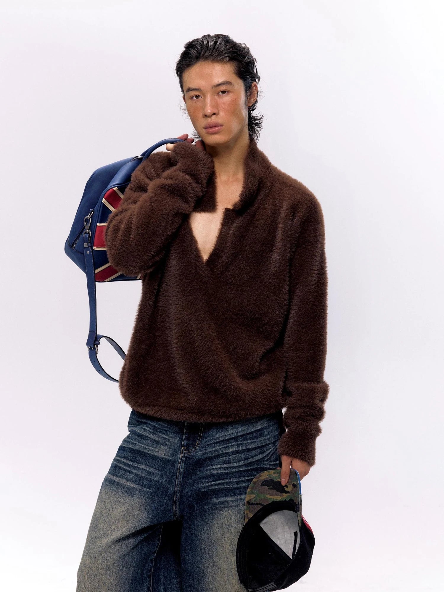 Vintage Mohair Polo Neck Long Hair Sweater