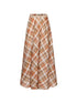 Vintage Orange Grid A Line Skirt With Hand Beaded Waist