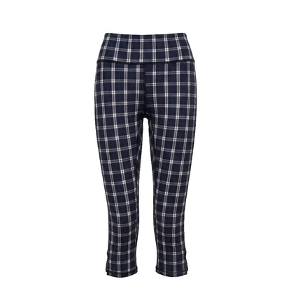 NyDkyel_Vintage_Plaid_Print_Slit_Hem_Capri_Women&